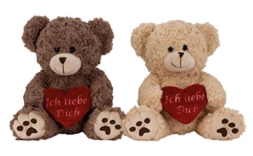 2er Set kleine Teddys 25 cm mit Herz Ich Liebe Dich - 1